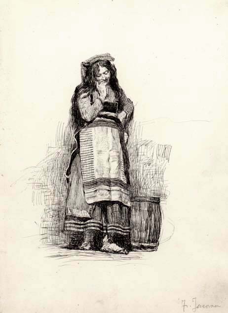 Francesco Jacovacci, standing peasant woman